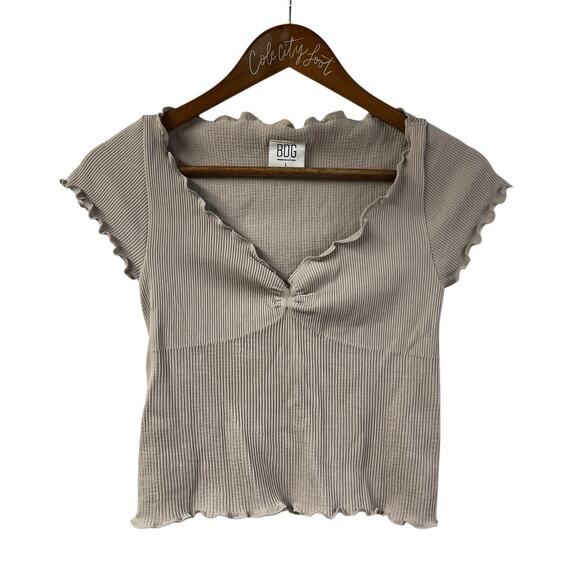 BDG Fitted Top Lettuce Trim Urban Outfitters Large Y2K Style Stretchy - Picture 1 of 6